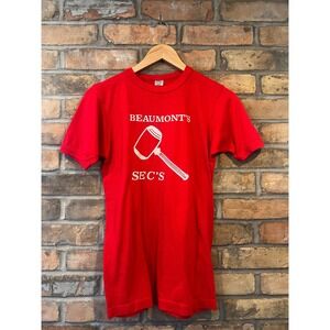 70S Vintage Gym-Master Beaumont Secs Graphic T-Shirt Red Mens Medium Single St